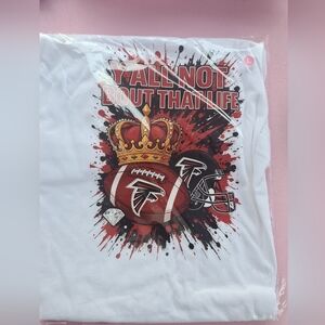 White Graphic T-Shirt with Football Design